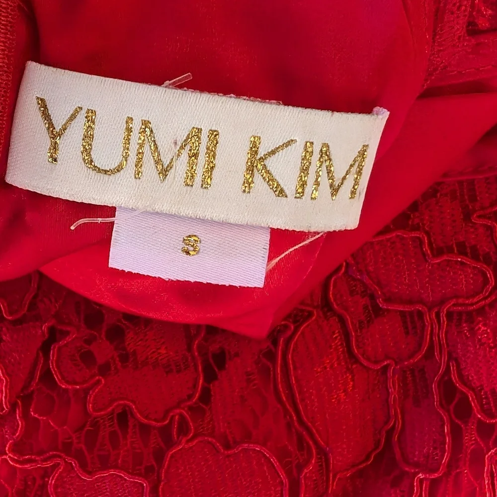 Yumi‎ Kim Red Lace Halter Fitted Bodycon Sheath Dress S Cocktail - Picture 7 of 8